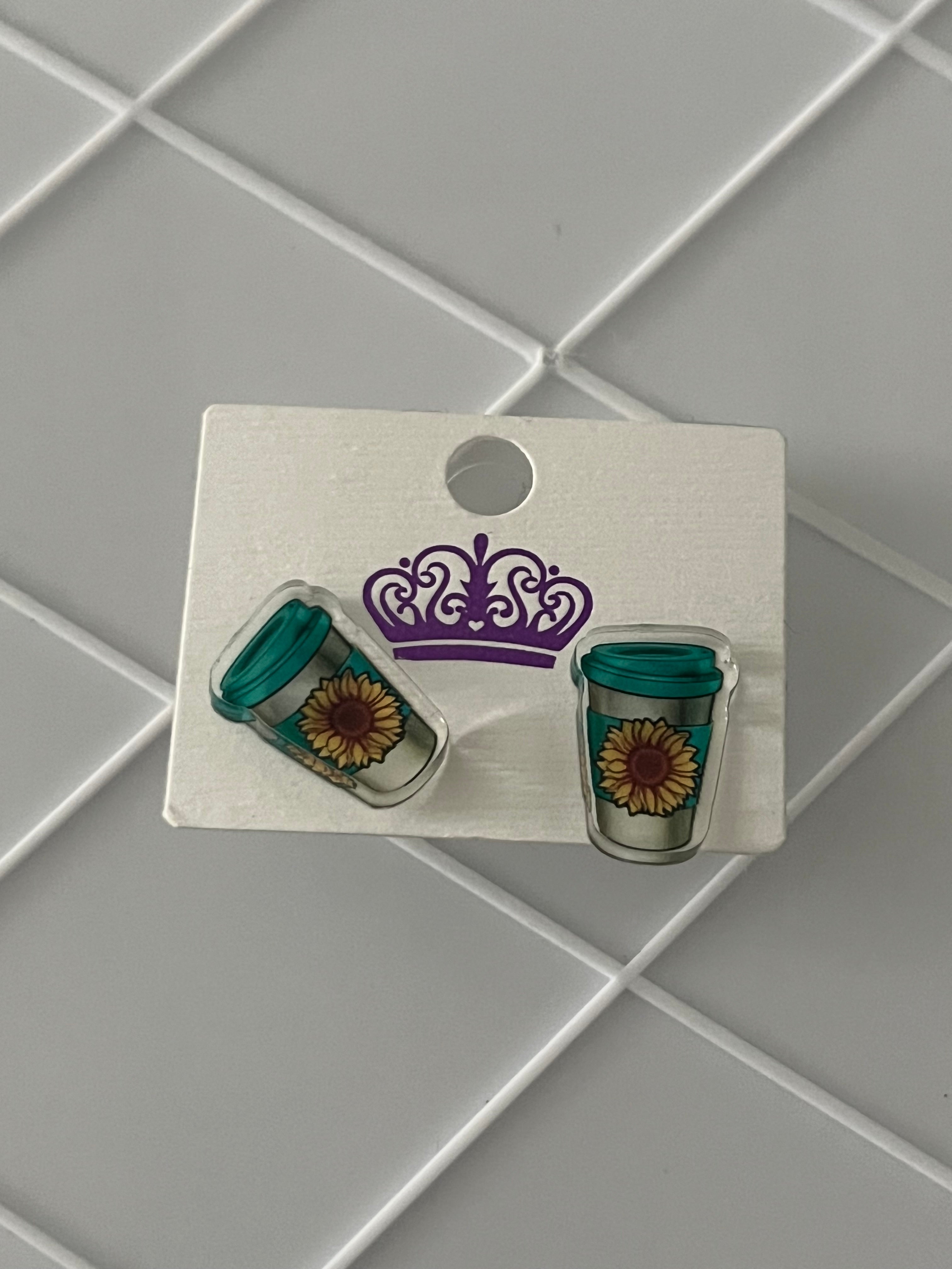 Coffee cup stud earrings