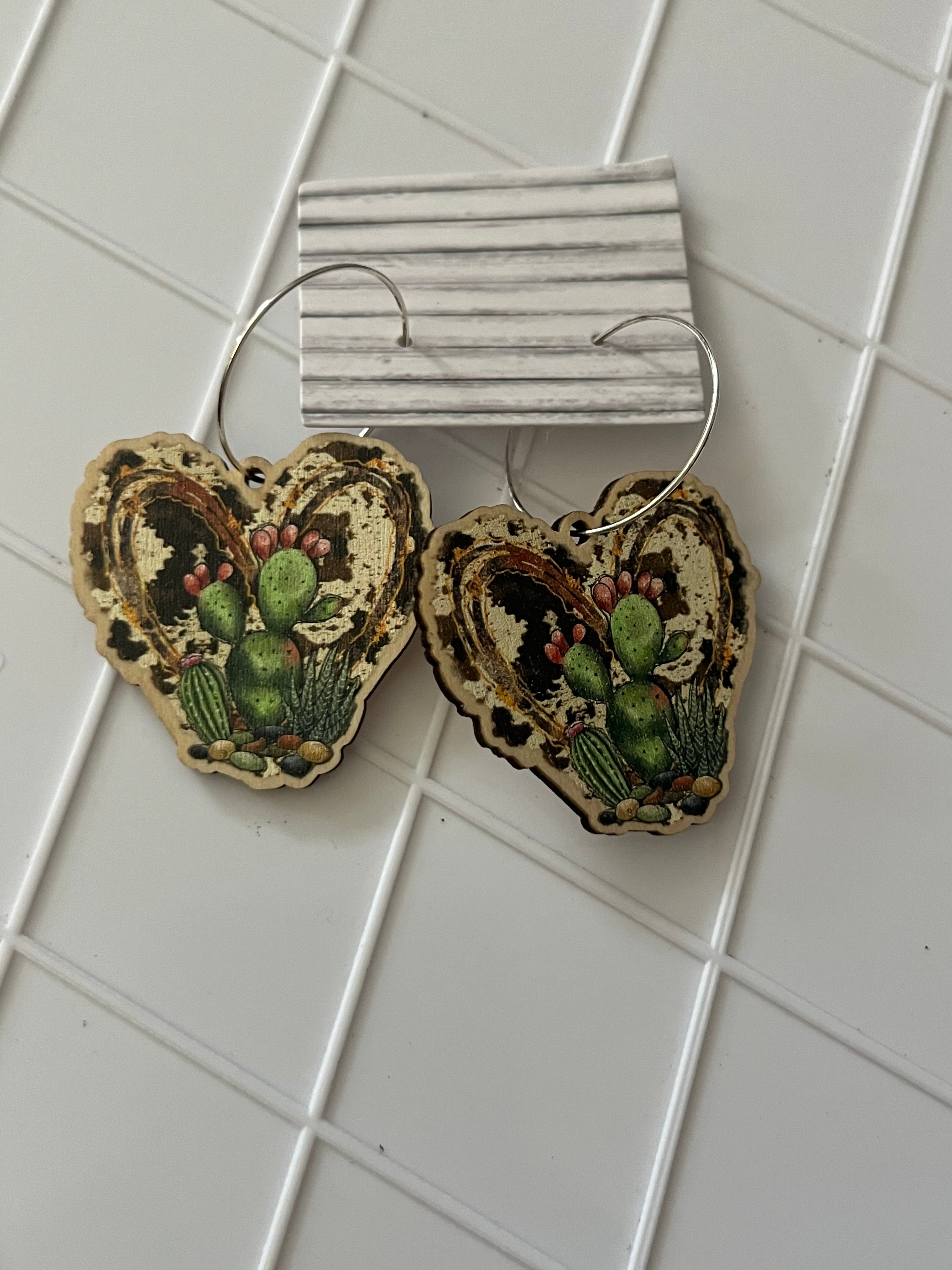 Cactus heart dangles