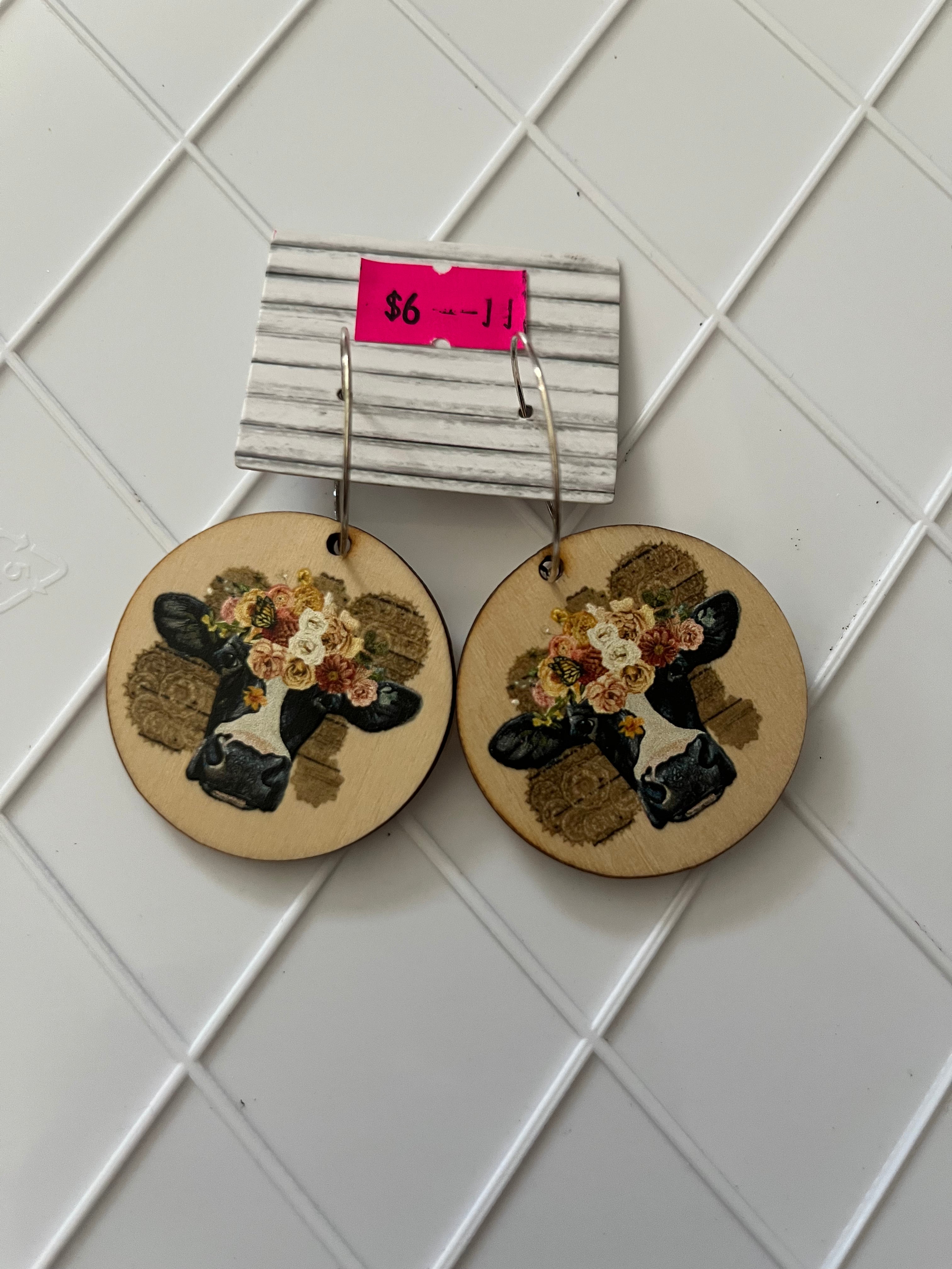 Flower Cow Dangles
